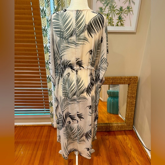 Target Palms Swim Coverup Neutral Tropical Drawstring Caftan Leaves Kona Sol - Picture 7 of 7